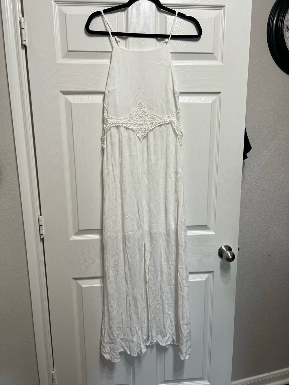 Xhilaration White Crochet-Trim Sleep Maxi
